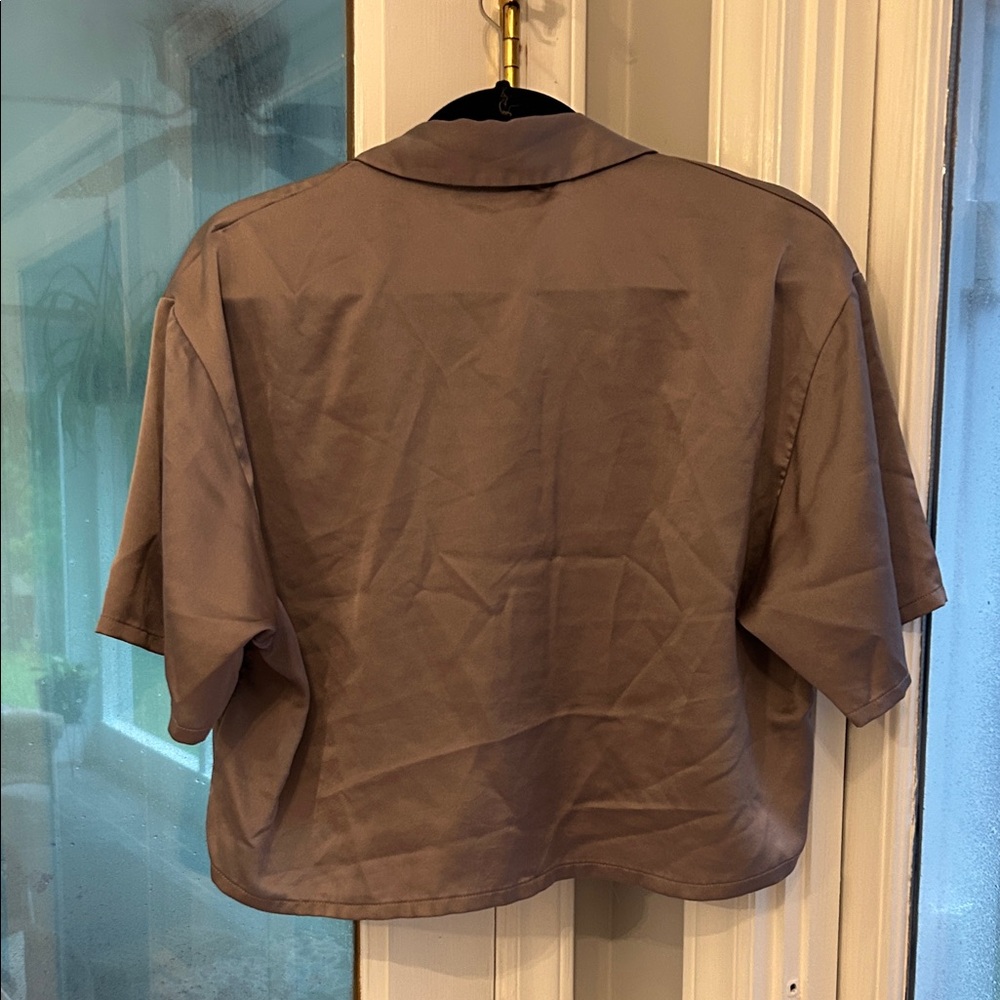 Abercrombie & Fitch Taupe Cropped Blouse - Picture 5 of 6